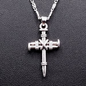925 Sterling Silver Necklace W/ Nail Cross Pendant Jesus Men's Birthday Gift NEW